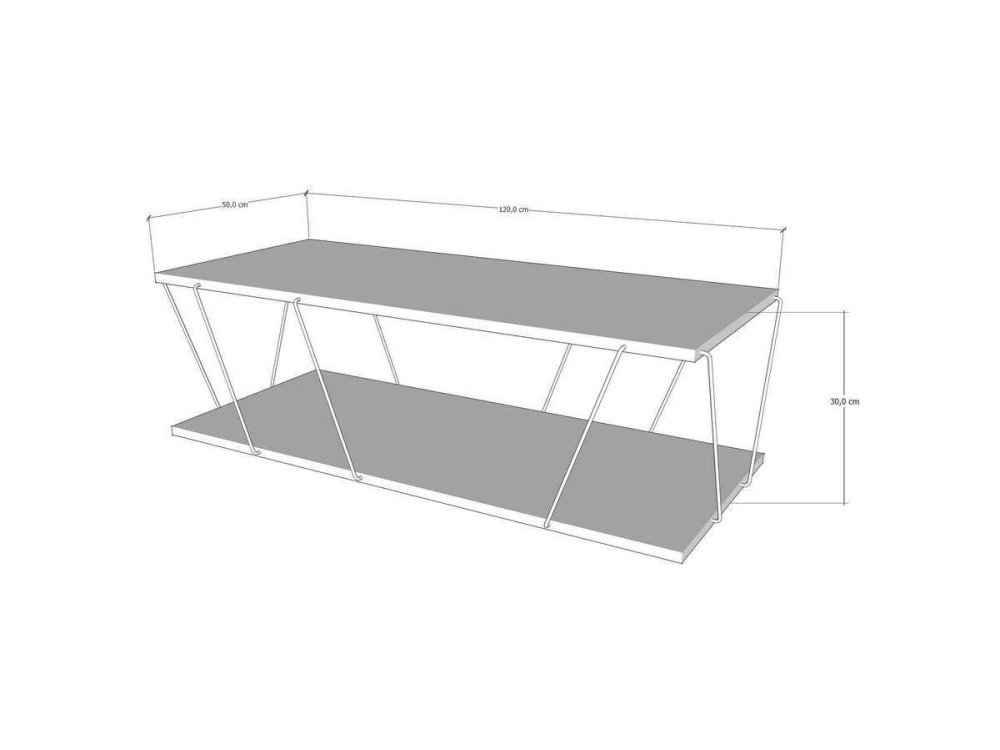 Table basse en bois "Zisino" - 120 x 50 x 30 cm - Gris anthracite