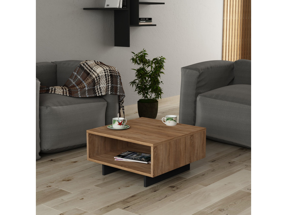 Table basse en bois "Hola" - 60 x 60 x 32 cm - ChêneAnthracite