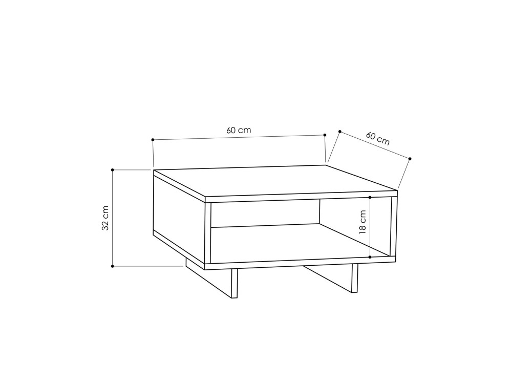 Table basse en bois "Hola" - 60 x 60 x 32 cm - ChêneAnthracite