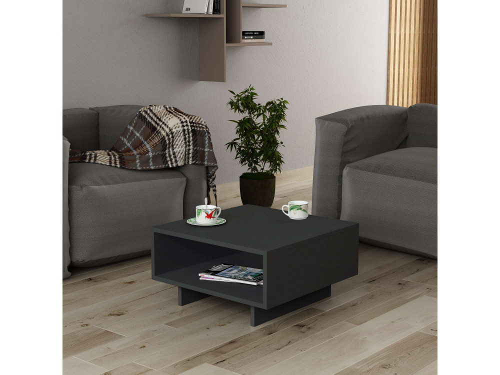 Table basse en bois "Hola" - 60 x 60 x 32 cm - Gris anthracite