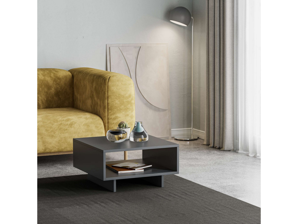 Table basse en bois "Hola" - 60 x 60 x 32 cm - Gris anthracite