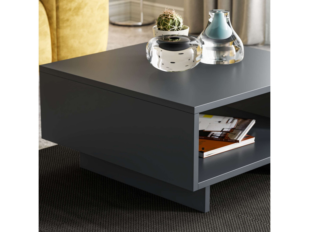 Table basse en bois "Hola" - 60 x 60 x 32 cm - Gris anthracite