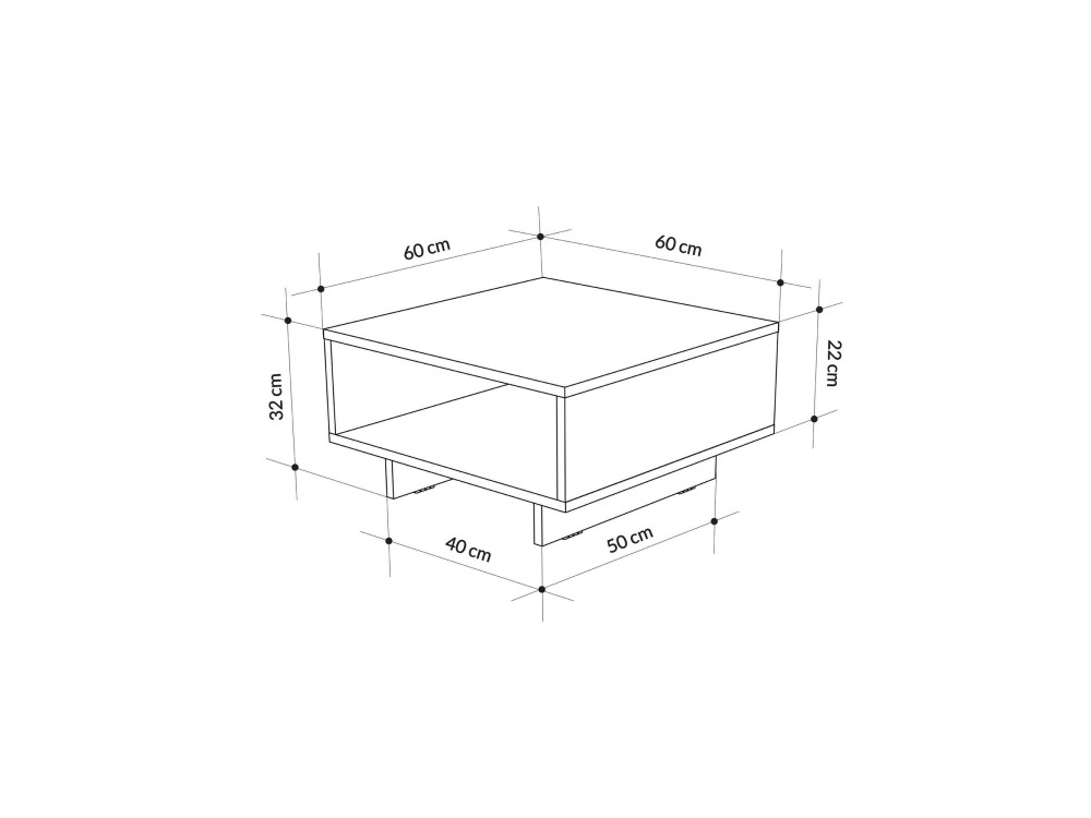 Table basse en bois "Hola" - 60 x 60 x 32 cm - Gris anthracite