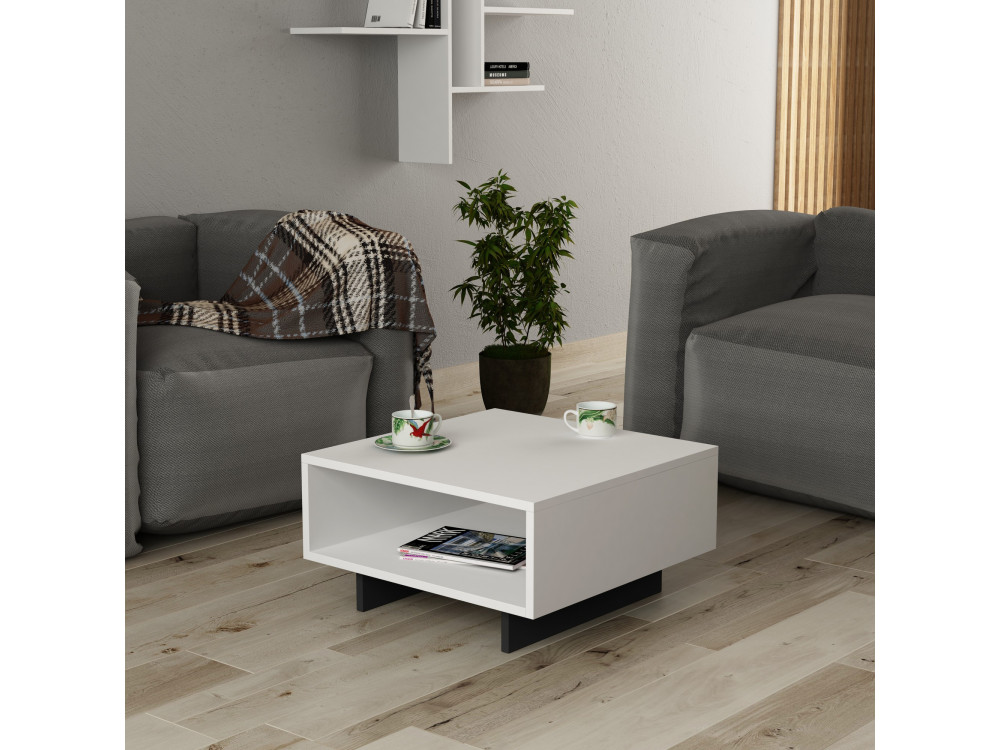 Table basse en bois "Hola" - 60 x 60 x 32 cm - Blanc