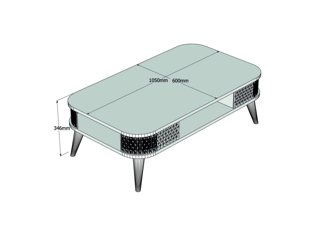 Table basse en bois "Eylül" - 105 x 60 x 34 cm - Crème