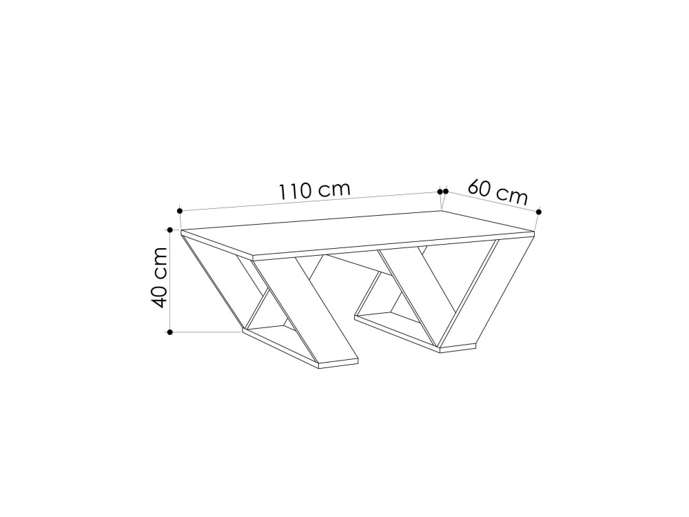 Table basse en bois "Pipra" - 110 x 60 x 40 cm - Blanc
