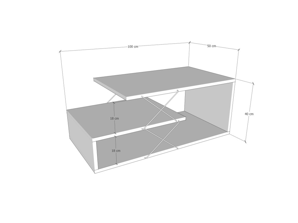 Table basse en bois "Cayenne" - 100 x 50 x 40 cm - Blanc