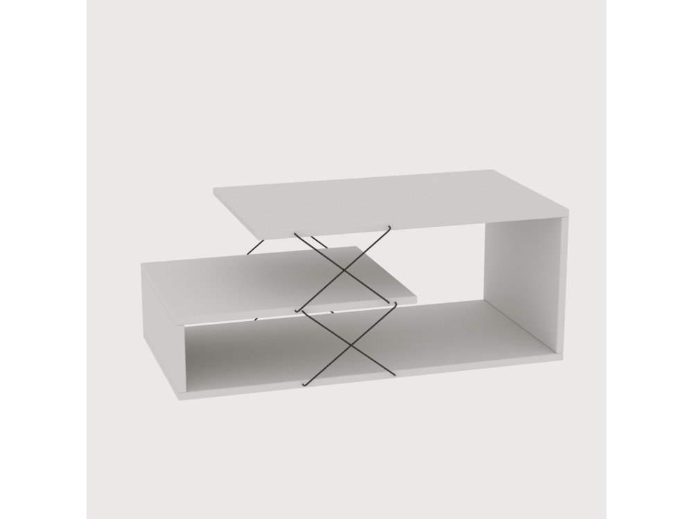 Table basse en bois "Cayenne" - 100 x 50 x 40 cm - Blanc
