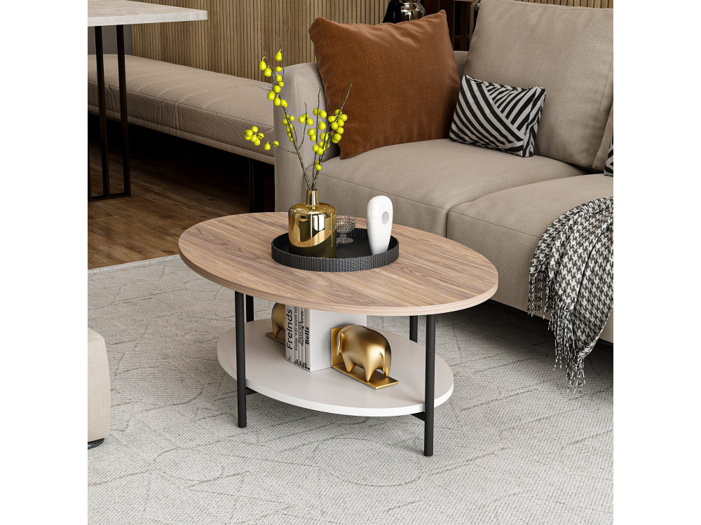 Table basse en bois "Elis" - 90 x 60 x 36 cm - ChêneBlanc