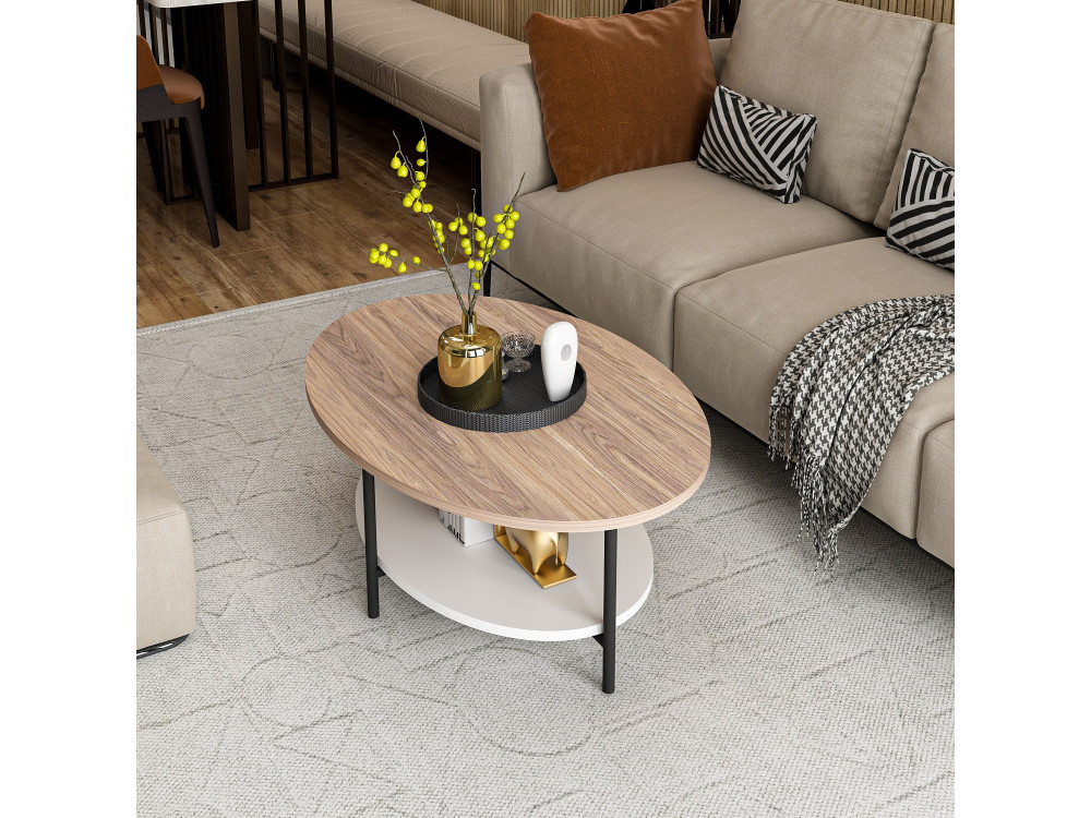 Table basse en bois "Elis" - 90 x 60 x 36 cm - ChêneBlanc