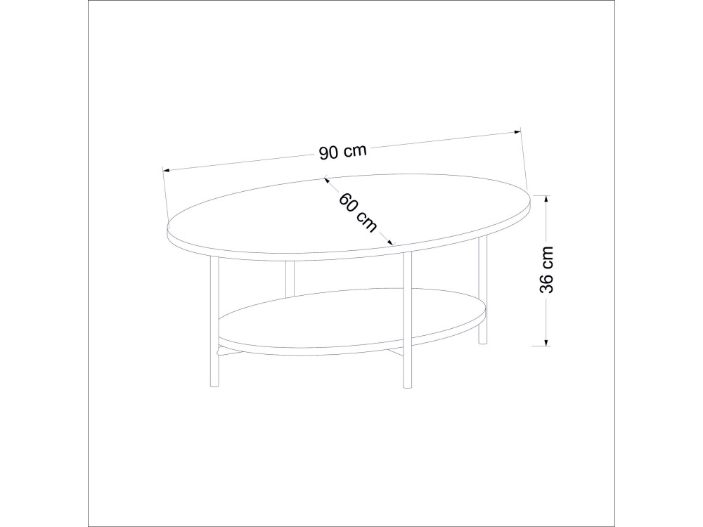 Table basse en bois "Elis" - 90 x 60 x 36 cm - ChêneBlanc