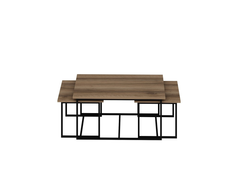 Table gigogne (3 pièces) en bois "Levada" - 90 x 60 x 42 cm - Noyer
