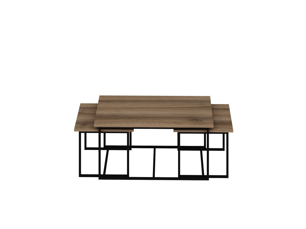 Table gigogne (3 pièces) en bois "Levada" - 90 x 60 x 42 cm - Noyer