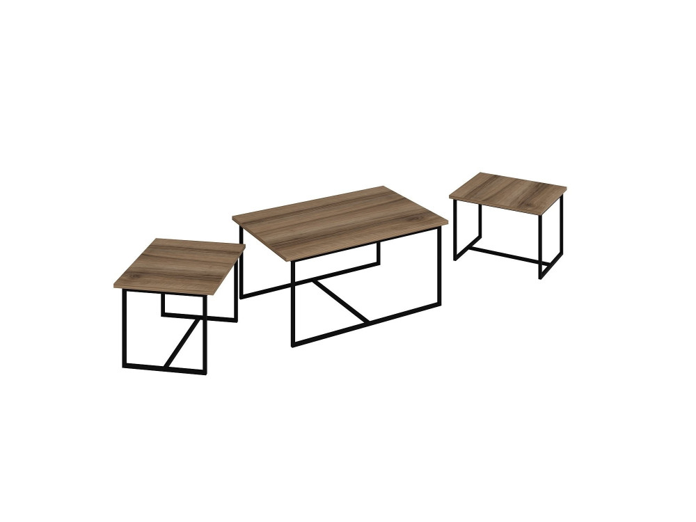 Table gigogne (3 pièces) en bois "Levada" - 90 x 60 x 42 cm - Noyer