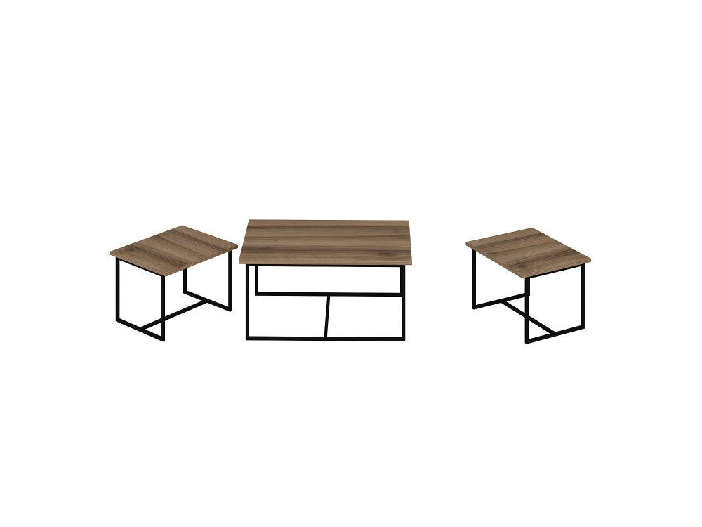Table gigogne (3 pièces) en bois "Levada" - 90 x 60 x 42 cm - Noyer