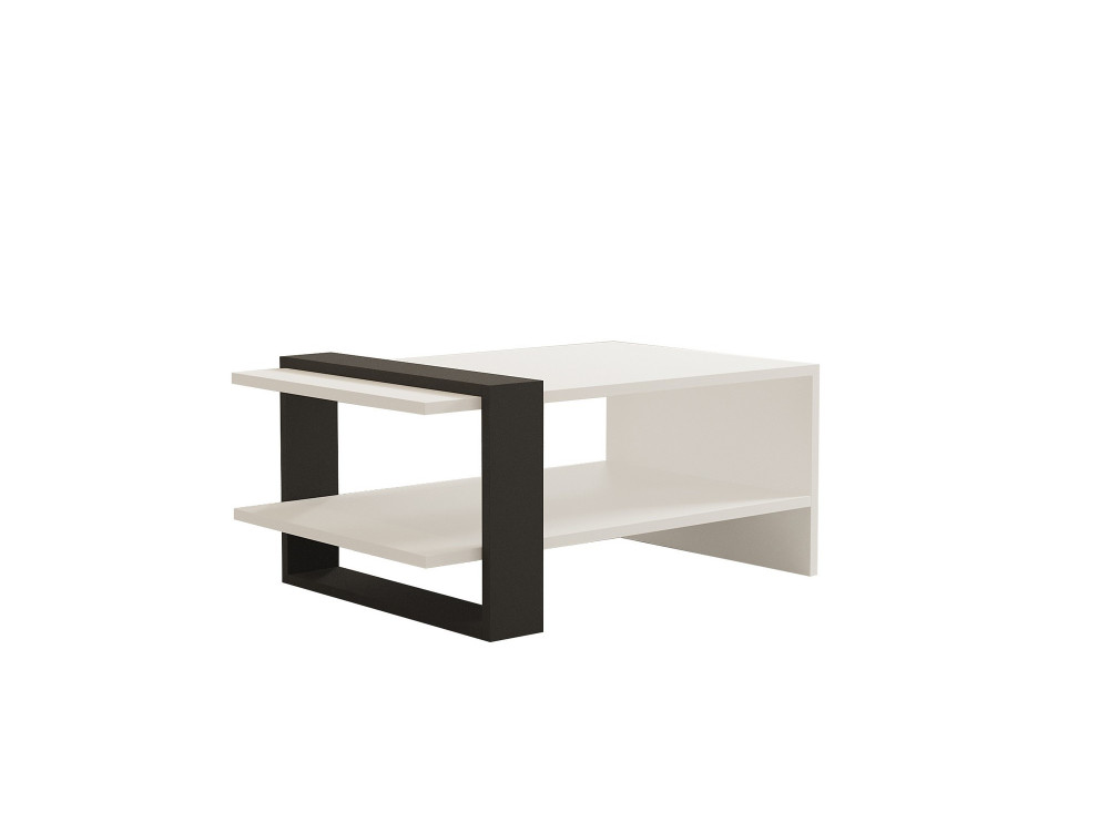 Table basse en bois "Funda" - 80 x 55 x 35 cm - AnthraciteBlanc