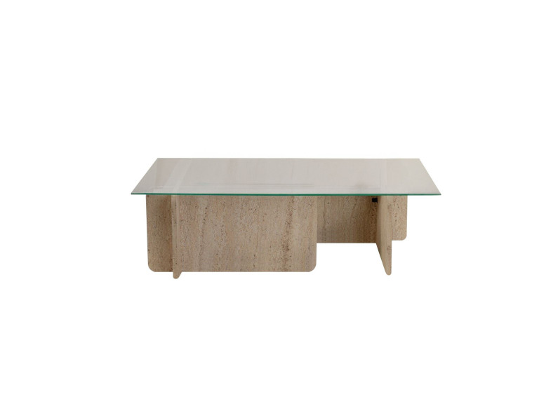 Table basse en bois "Flavio" - 105 x 65 x 30 cm - Travertin