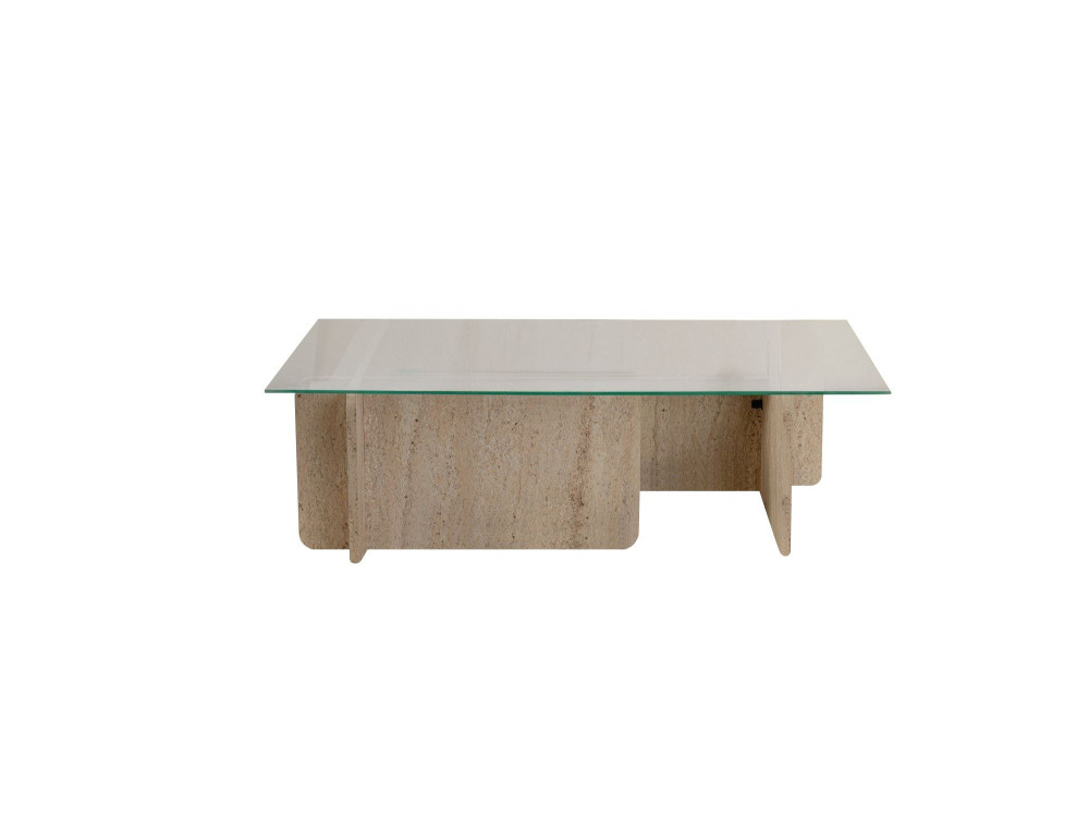 Table basse en bois "Flavio" - 105 x 65 x 30 cm - Travertin