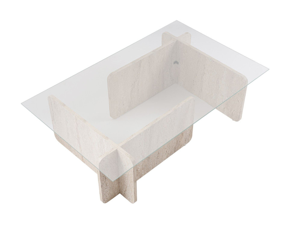 Table basse en bois "Flavio" - 105 x 65 x 30 cm - Travertin