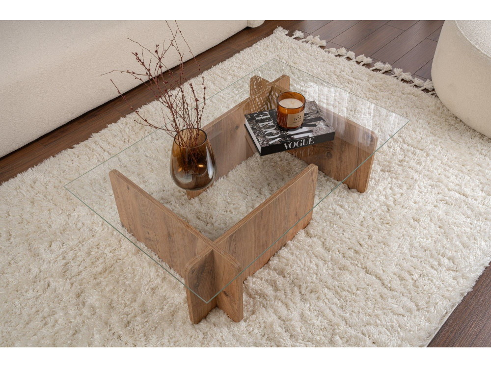 Table basse en bois "Flavio" - 105 x 65 x 30 cm - Pin atlantique
