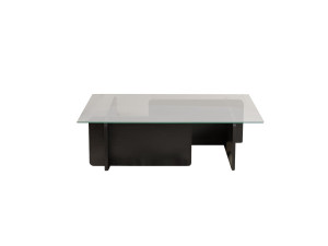 Table basse en verre "Flavio" 105 x 65 x 30 cm - Bois Noir