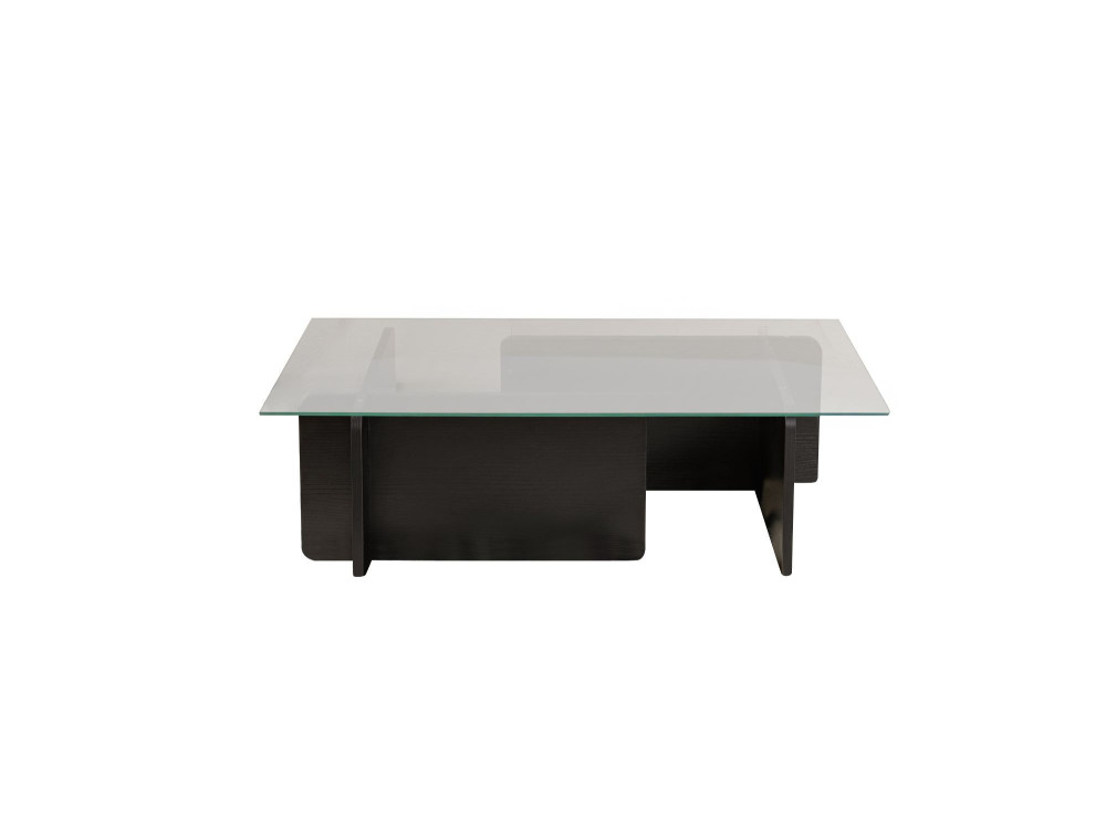 Table basse en verre "Flavio" 105 x 65 x 30 cm - Bois Noir