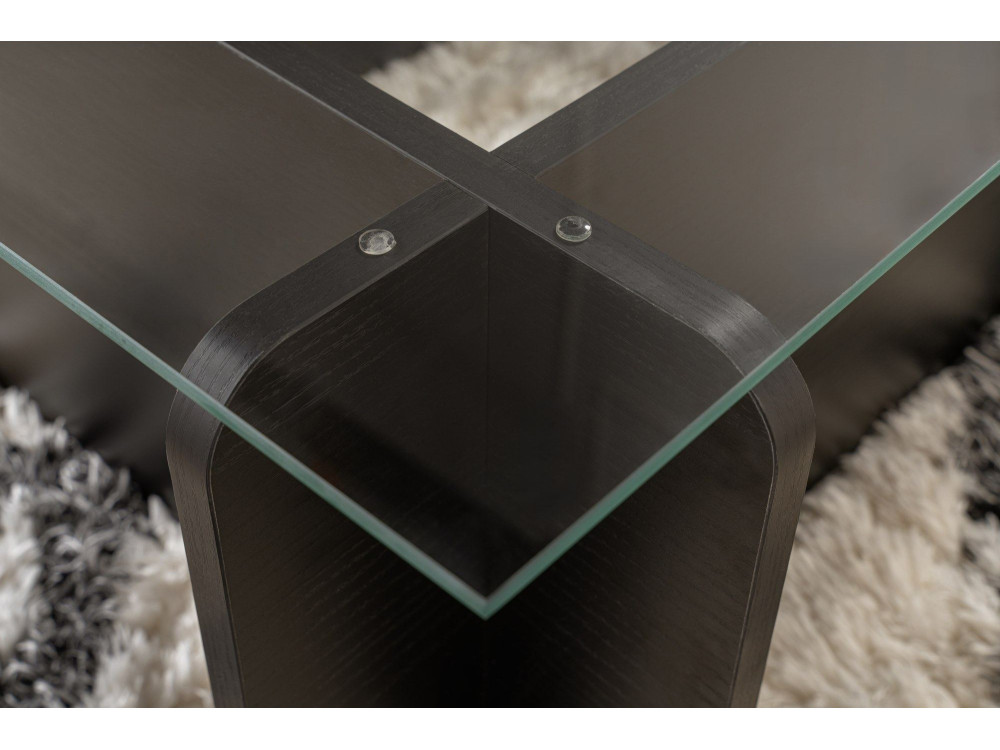 Table basse en verre "Flavio" 105 x 65 x 30 cm - Bois Noir