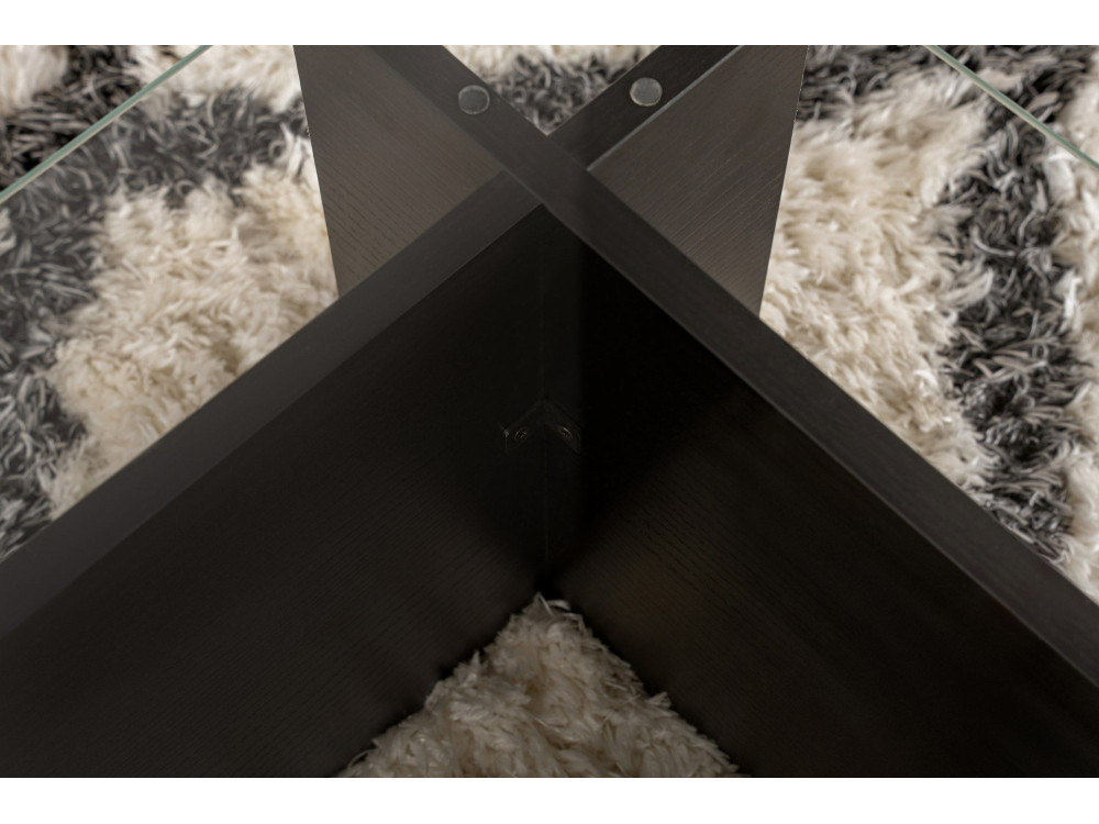 Table basse en verre "Flavio" 105 x 65 x 30 cm - Bois Noir