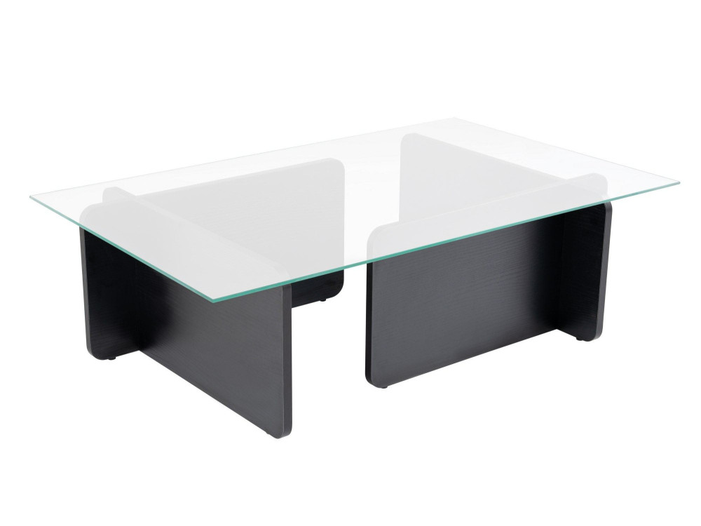 Table basse en verre "Flavio" 105 x 65 x 30 cm - Bois Noir
