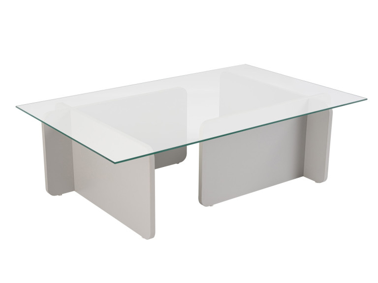 Table basse en verre "Flavio" 105 x 65 x 30 cm - Gris
