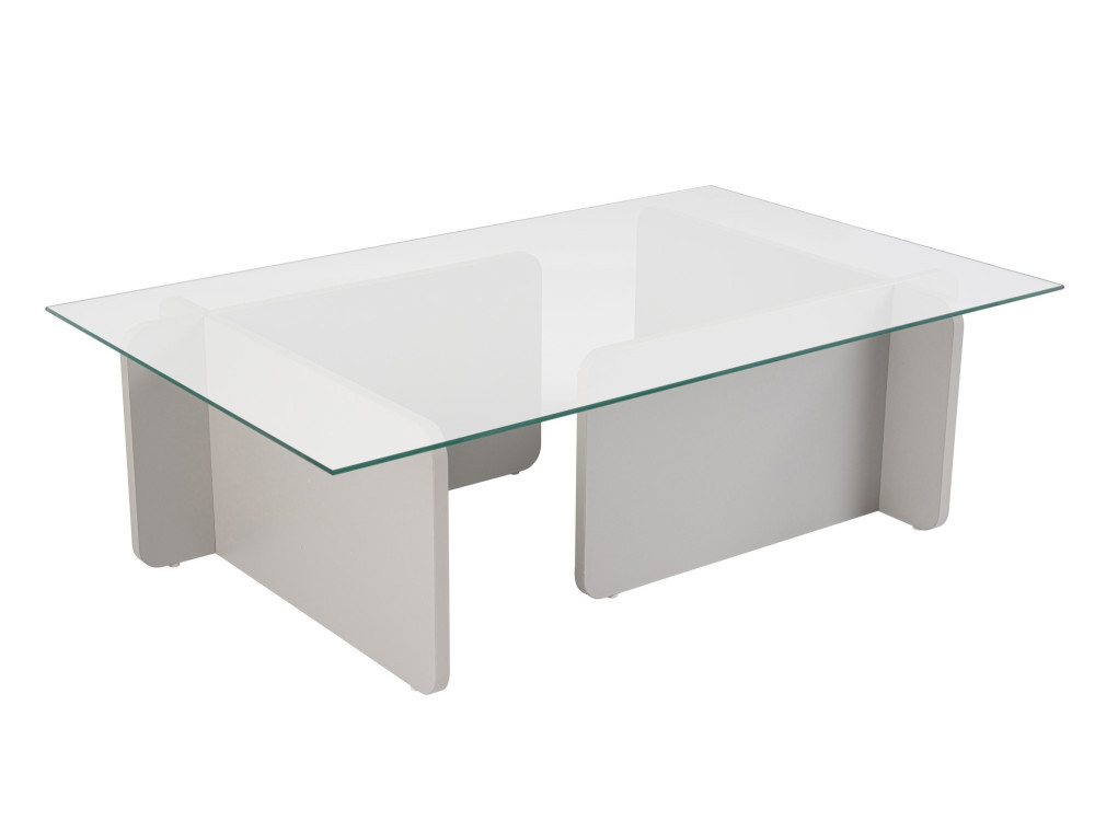 Table basse en verre "Flavio" 105 x 65 x 30 cm - Gris