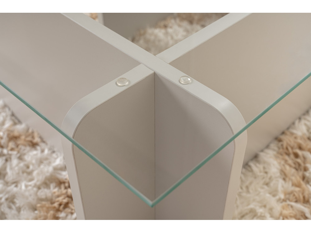 Table basse en verre "Flavio" 105 x 65 x 30 cm - Gris