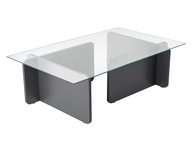 Table basse en verre "Flavio" 105 x 65 x 30 cm - Anthracite