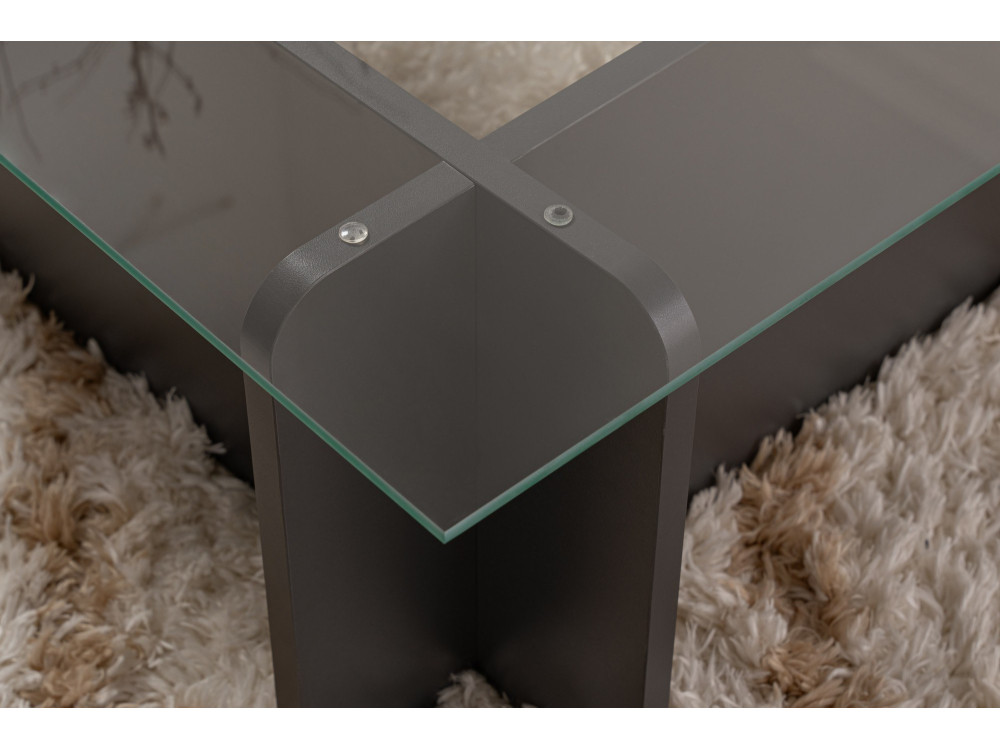 Table basse en verre "Flavio" 105 x 65 x 30 cm - Anthracite