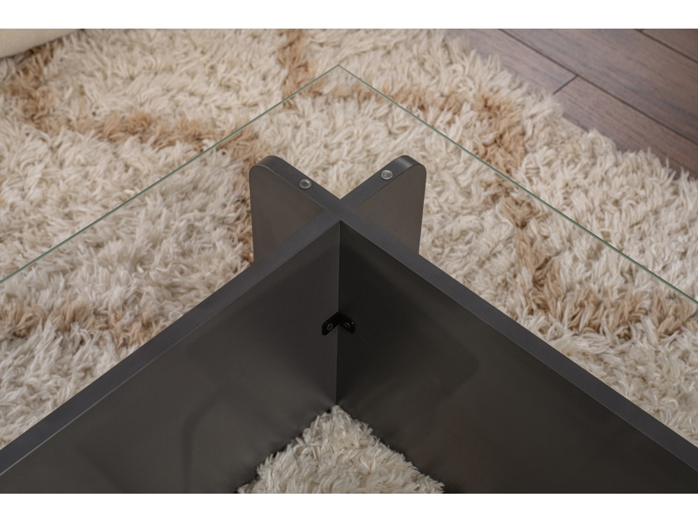 Table basse en verre "Flavio" 105 x 65 x 30 cm - Anthracite