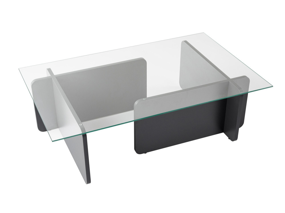 Table basse en verre "Flavio" 105 x 65 x 30 cm - Anthracite