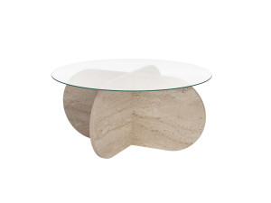 Table basse en bois "Aeris" - 75 x 75 x 35 cm - TravertinTransparent