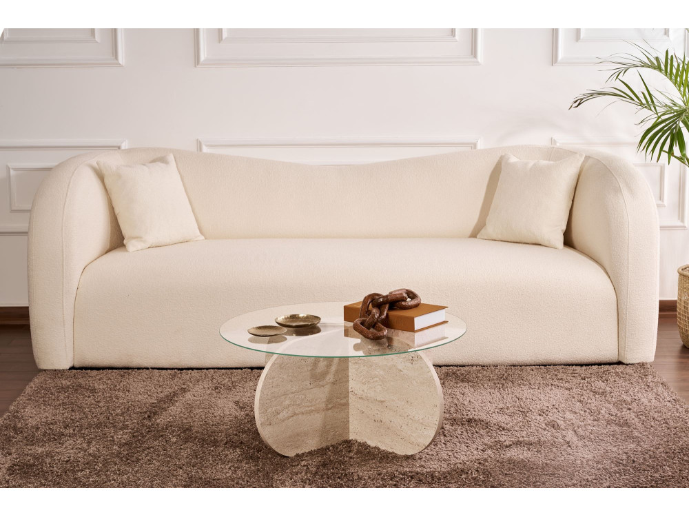 Table basse en bois "Aeris" - 75 x 75 x 35 cm - TravertinTransparent