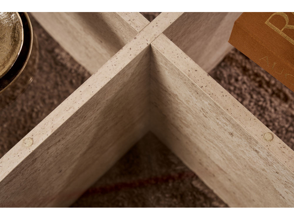 Table basse en bois "Aeris" - 75 x 75 x 35 cm - TravertinTransparent