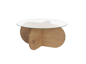 Table basse en bois "Aeris" - 75 x 75 x 35 cm - Chêne SaphirTransparent