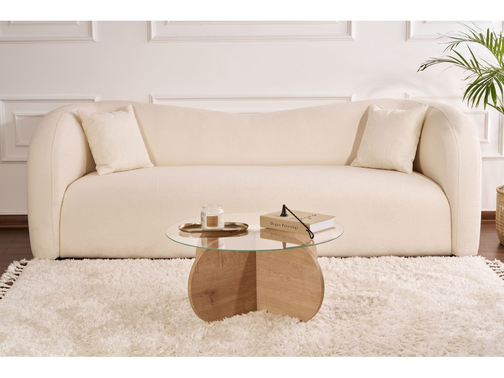 Table basse en bois "Aeris" - 75 x 75 x 35 cm - Chêne SaphirTransparent