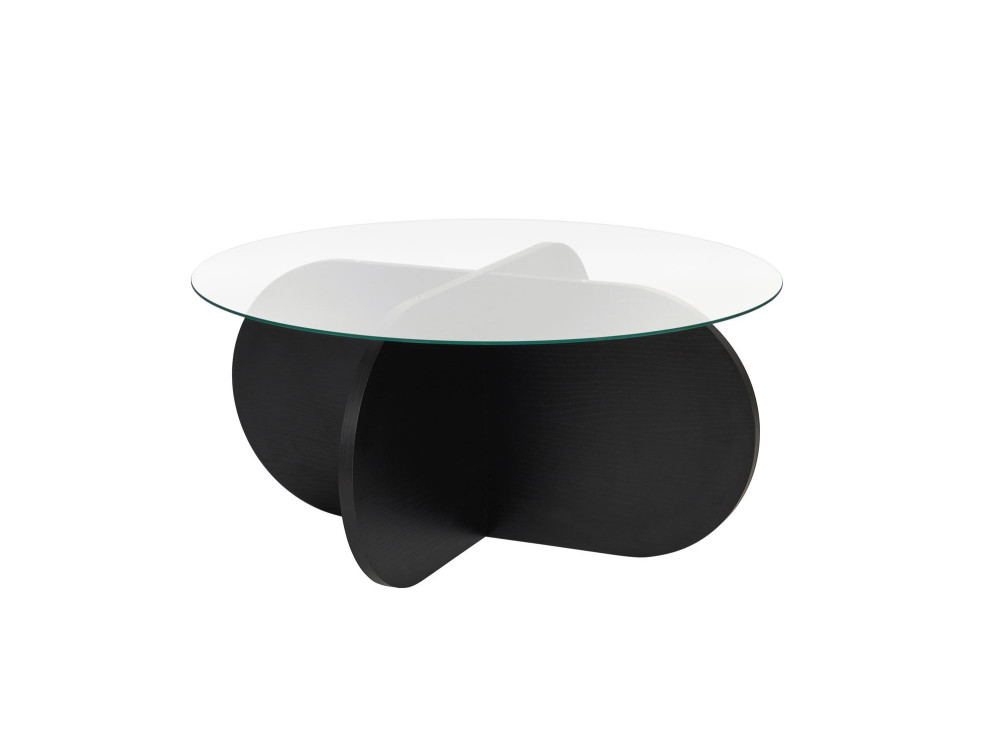 Table basse en bois "Aeris" - 75 x 75 x 35 cm - Bois NoirTransparent