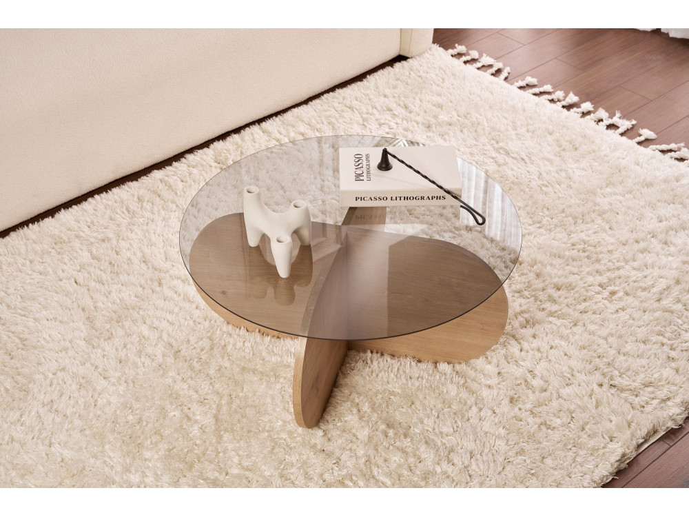 Table basse en bois "Aeris" - 75 x 75 x 35 cm - Chêne SaphirFumées