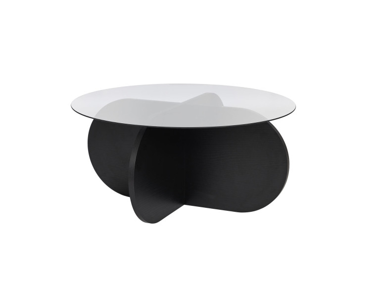 Table basse en bois "Aeris" - 75 x 75 x 35 cm - Bois NoirFumée