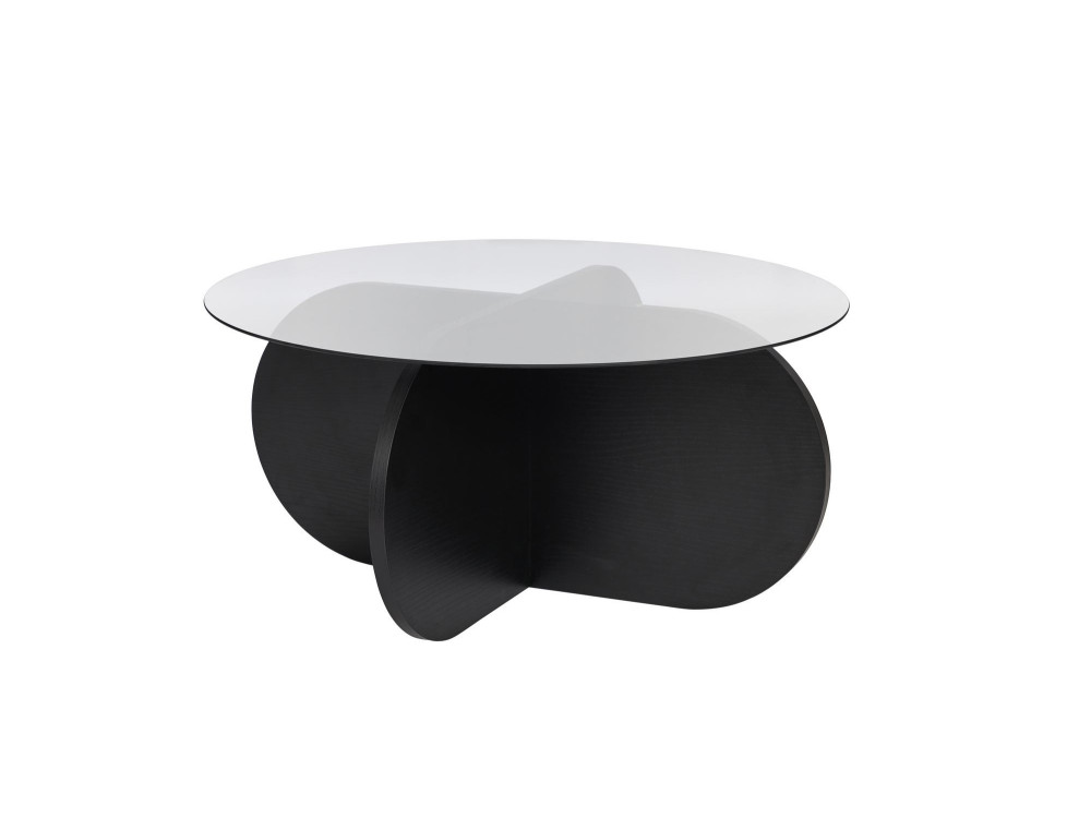 Table basse en bois "Aeris" - 75 x 75 x 35 cm - Bois NoirFumée