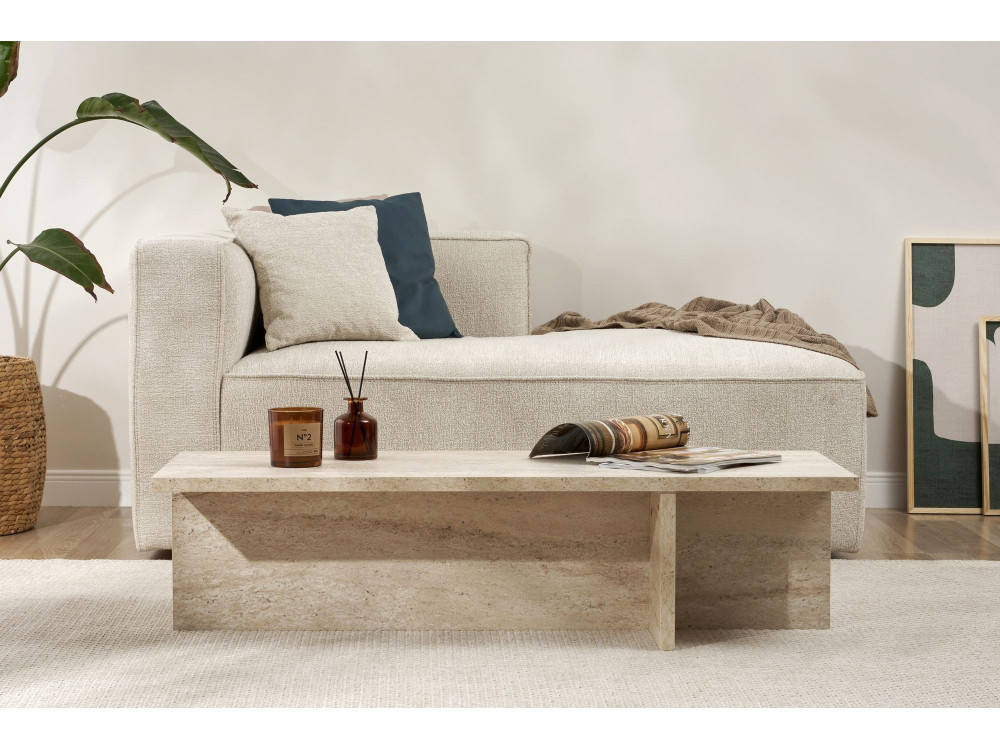 Table basse en bois "Harbor" - 120 x 45 x 30 cm - Travertin