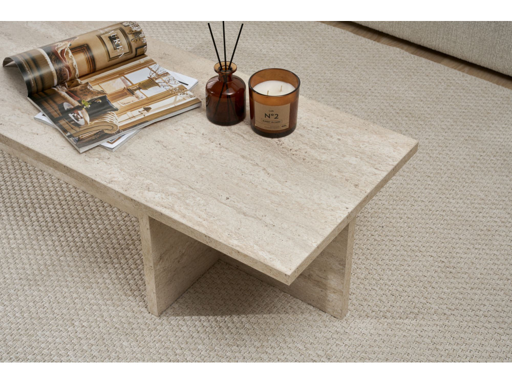 Table basse en bois "Harbor" - 120 x 45 x 30 cm - Travertin