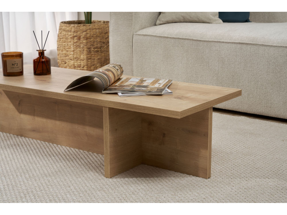 Table basse en bois "Harbor" - 120 x 45 x 30 cm - Chêne Saphir