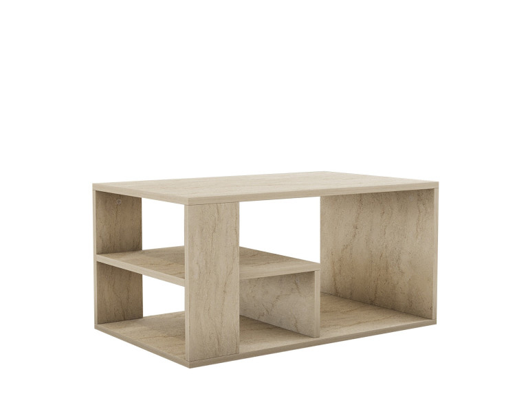 Table basse en bois "Eros" - 80 x 40 x 50 cm - Travertin