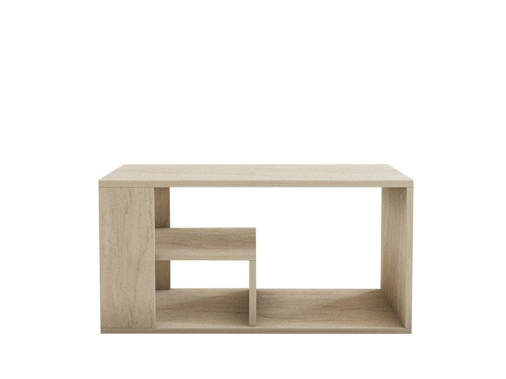 Table basse en bois "Eros" - 80 x 40 x 50 cm - Travertin